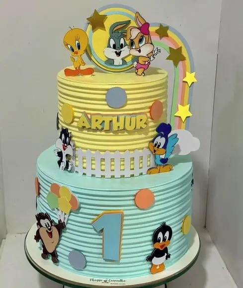 Topo de Bolo Looney Tunes