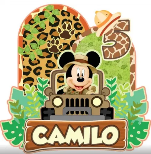 Topo de Bolo Mickey Safari