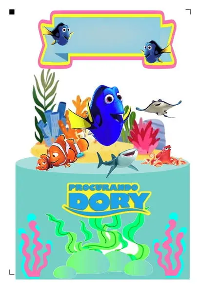 Topo de Bolo Procurando Nemo