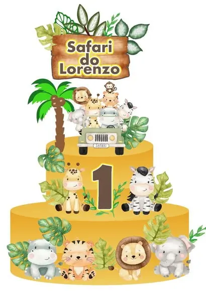 Topo de Bolo Safari