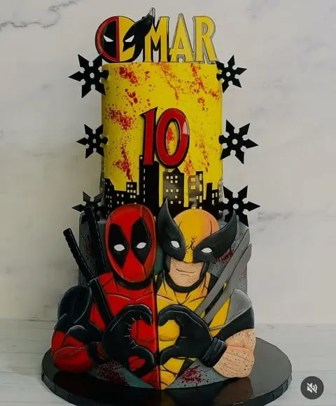Topo de Bolo Wolverine e Deadpool