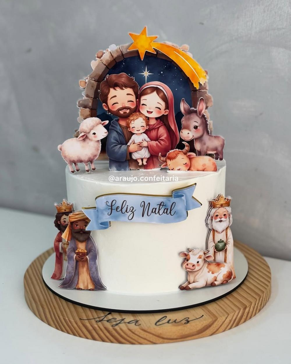 Arquivo de Corte: Topo de Bolo Natal Presépio Aquarela #286