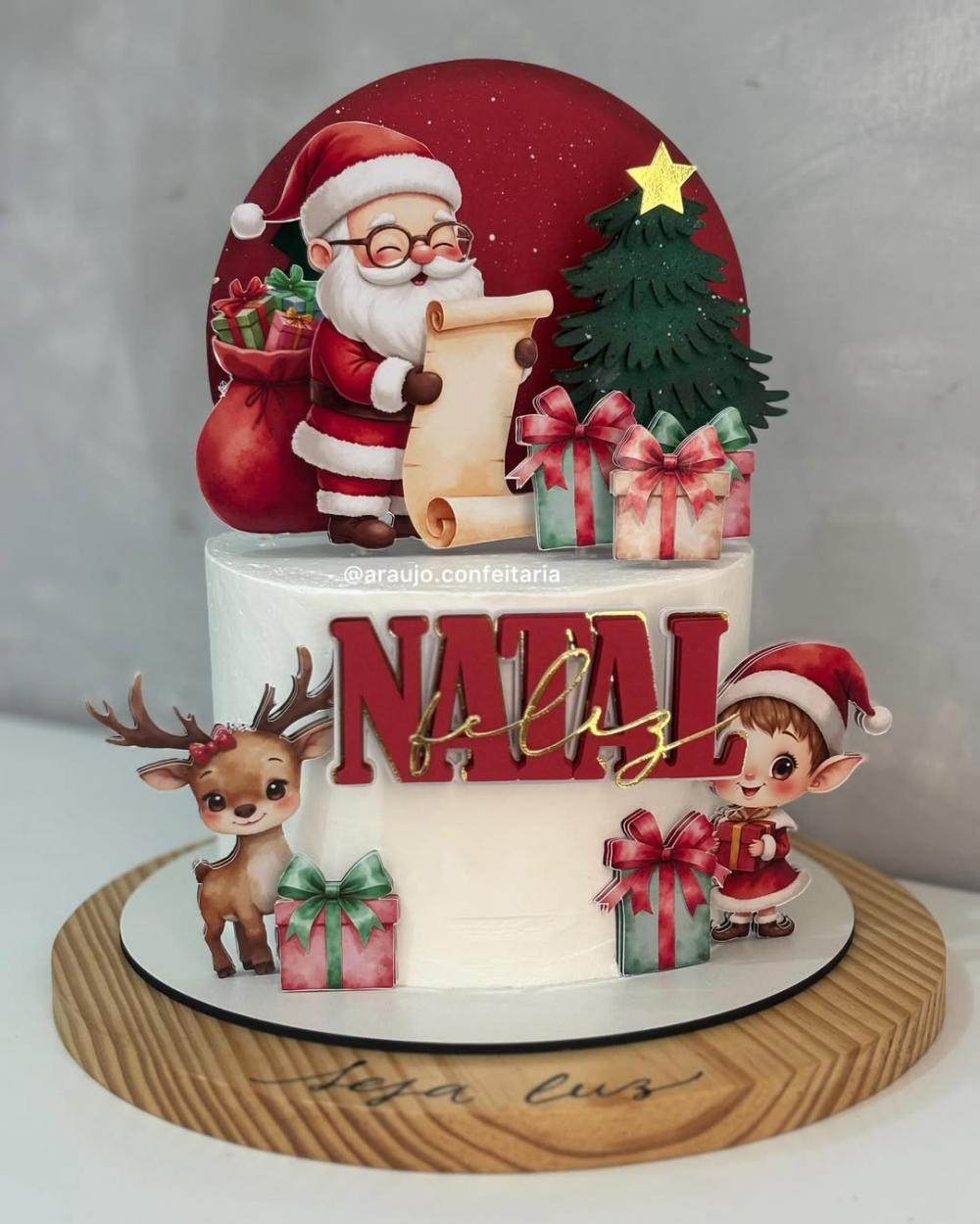 Arquivo Corte: Topo de Bolo Natal Noel Aquarelado #283
