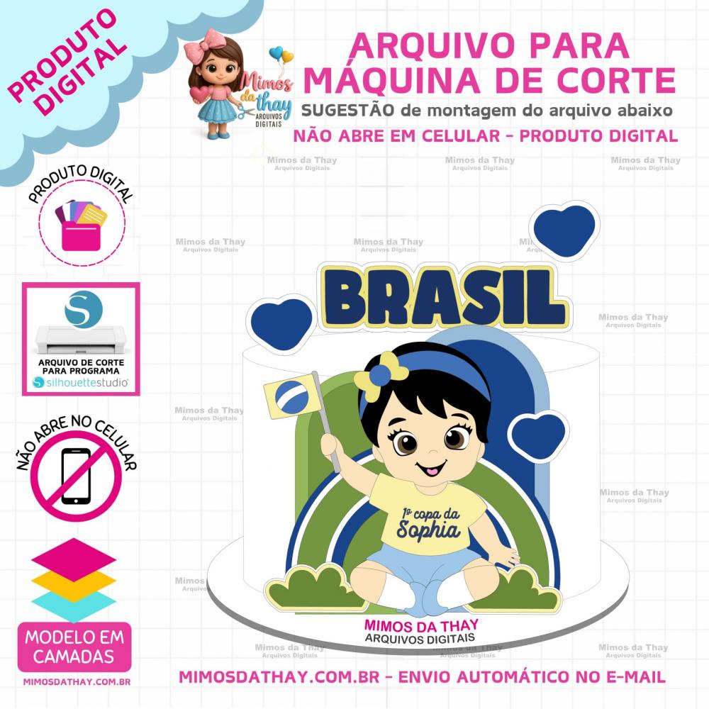 Arquivo de Corte: Topo de Bolo Futebol - Copa do Mundo Baby Menin