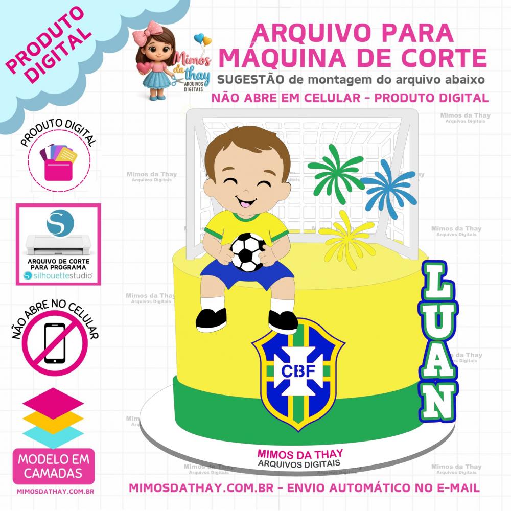 Arquivo de Corte: Topo de Bolo Futebol - Copa do Mundo Menino #19