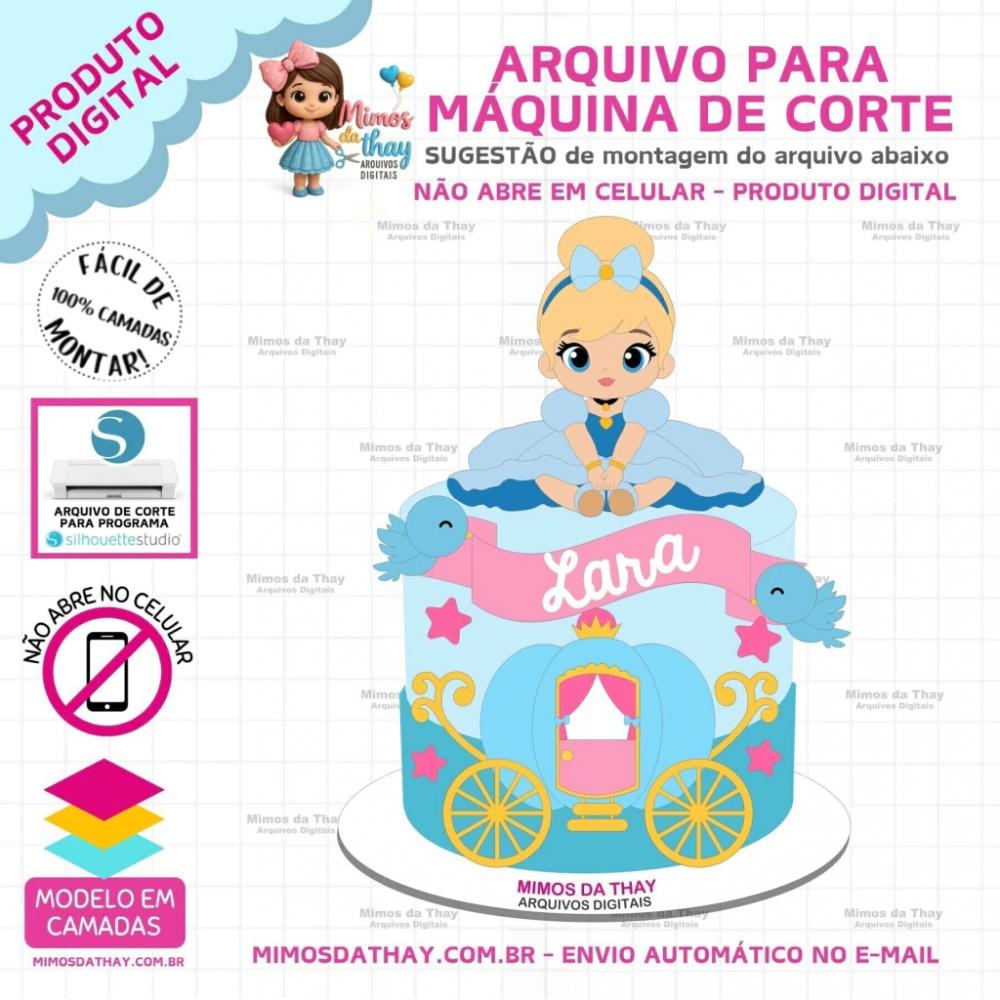 Arquivo de Corte: Topo de Bolo Cinderela Baby | Studio