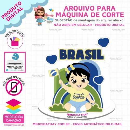 Arquivo de Corte: Topo de Bolo Futebol - Copa do Mundo Baby Menina #18 | Studio