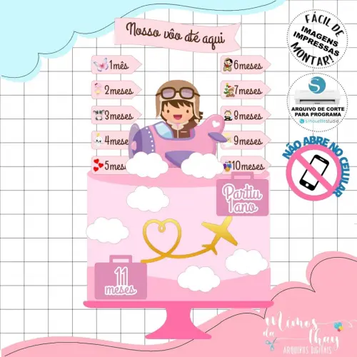 Arquivo de Corte: Topo de Bolo Menina Nosso Vôo até Aqui 001 | Studio