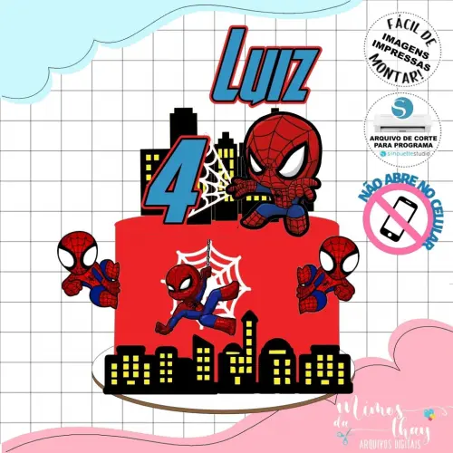 Arquivo de Corte: Topo de Bolo Homem Aranha Cute 013 | Studio