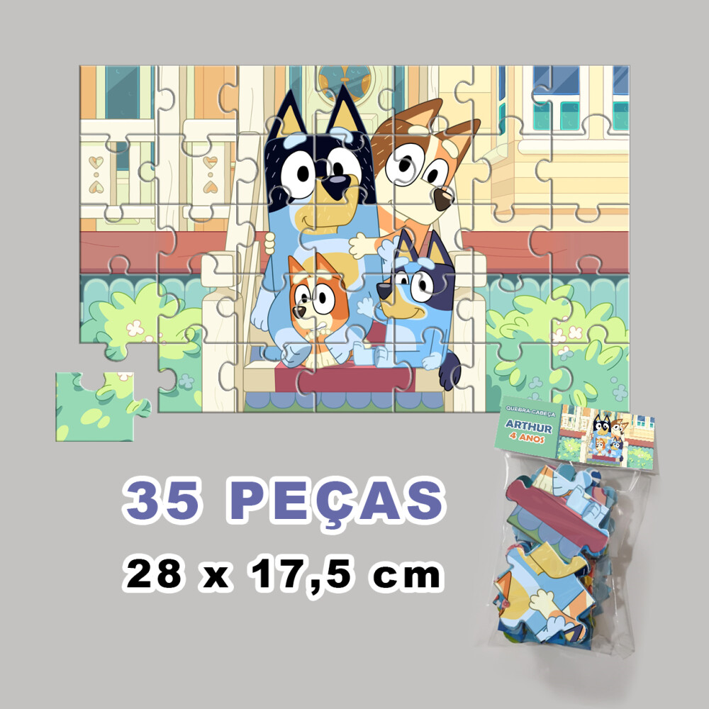 Quebra-Cabeça Bluey Personalizado (35 peças - Tamanho 28x17,5cm