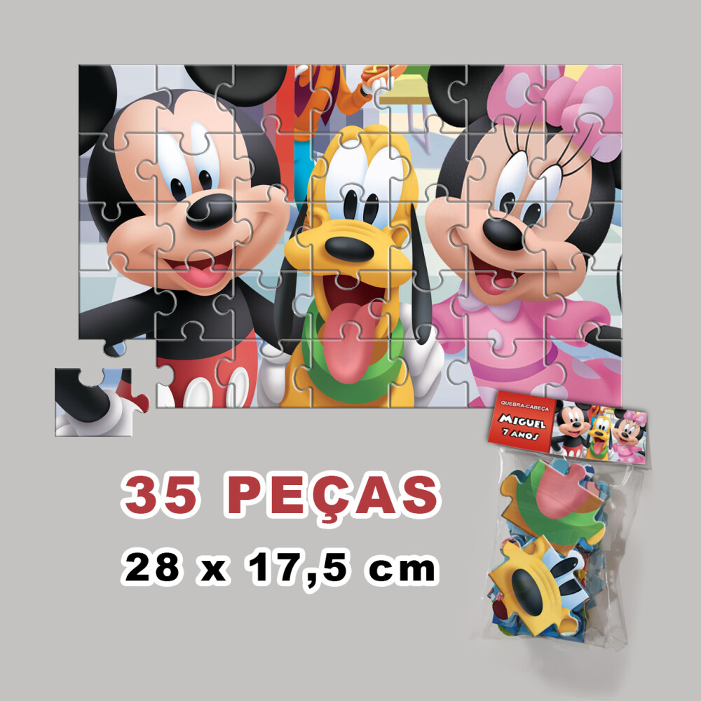 Quebra-Cabeça Mickey e Minnie Personalizado (35 peças - Tamanho