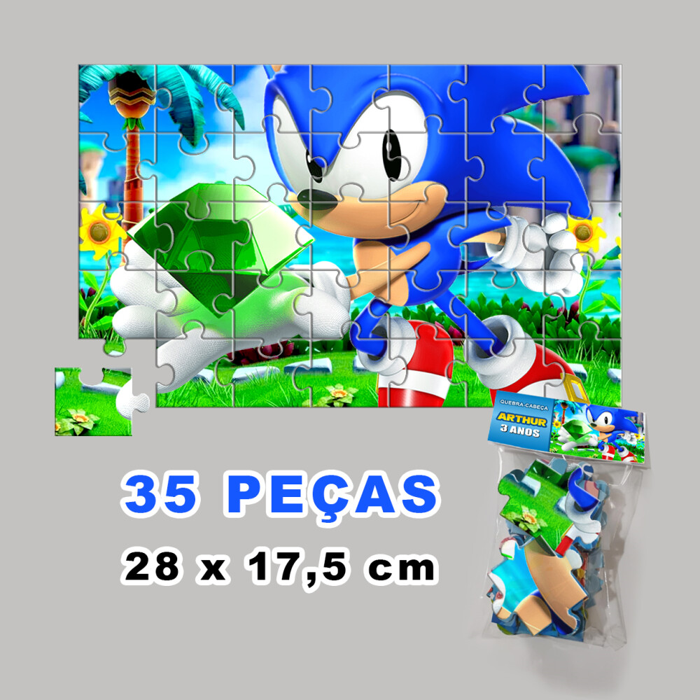 Quebra-Cabeça Sonic Personalizado (35 peças - Tamanho 28x17,5cm