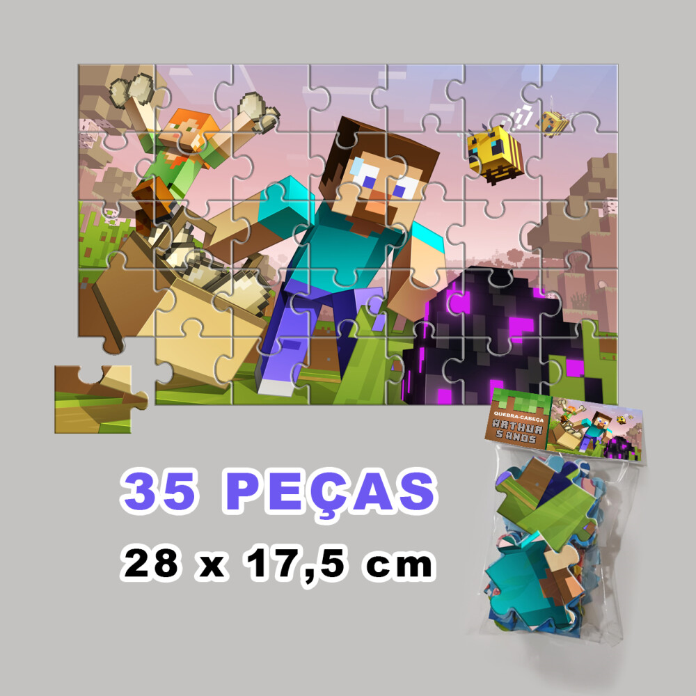 Quebra-Cabeça Minecraft Personalizado (35 peças - Tamanho 28x17