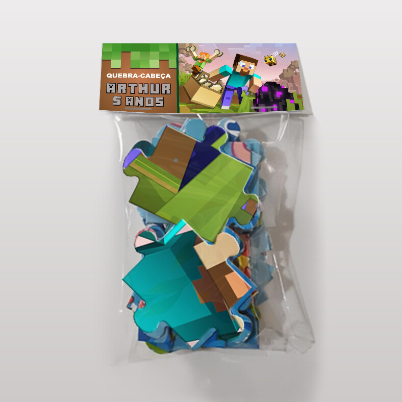 Quebra-Cabeça Minecraft Personalizado (35 peças - Tamanho 28x17