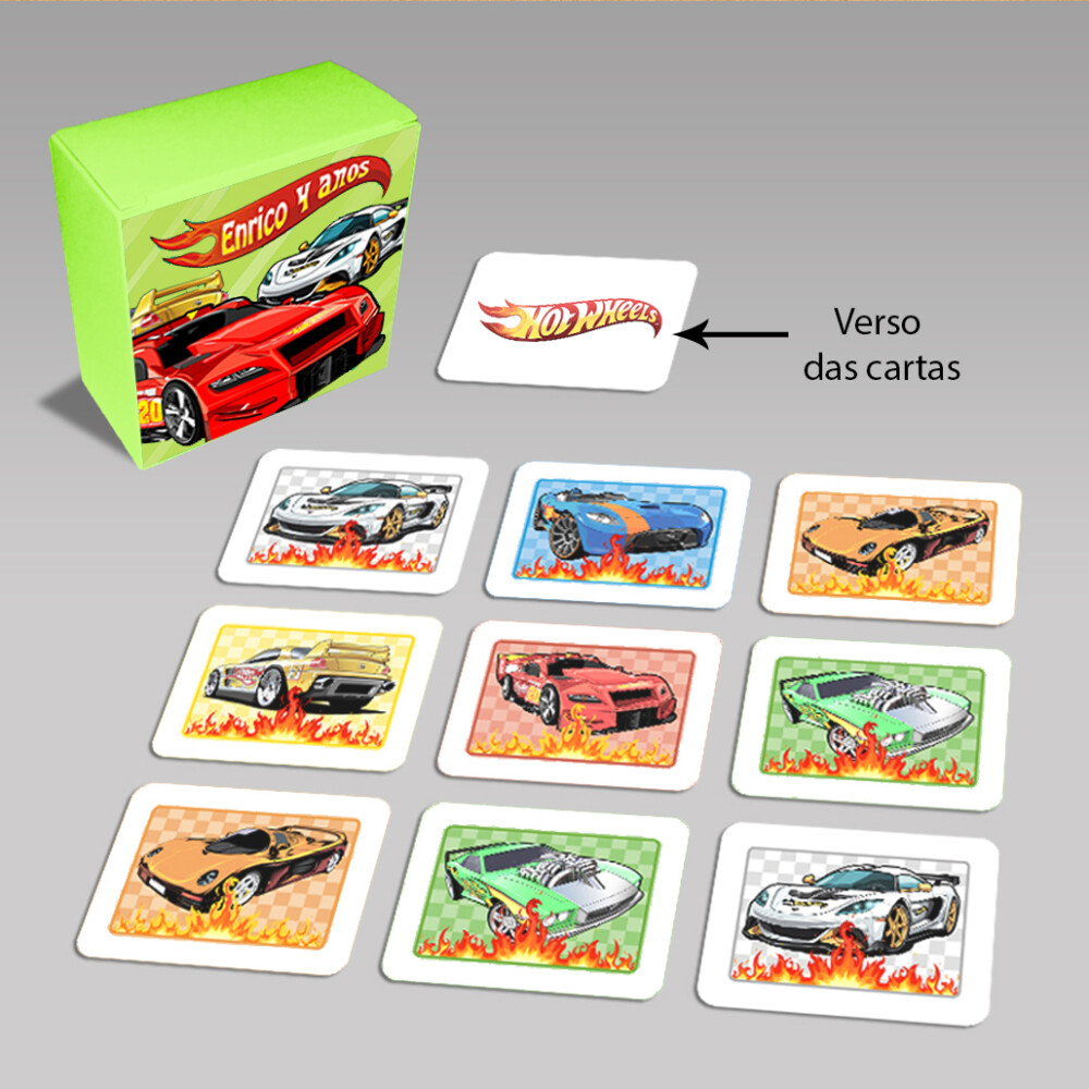 Jogo da Memória Hot Wheels na Caixinha (12 Peças / 6 Pares)