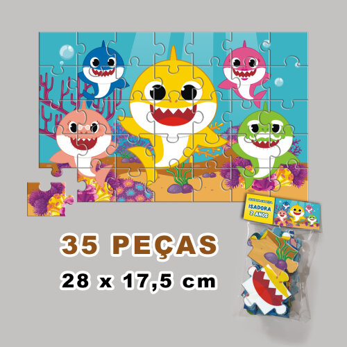 Quebra-Cabeça Baby Shark Personalizado (35 peças - Tamanho 28x17,5cm)