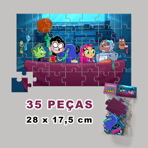 Quebra-Cabeça Jovens Titãs Personalizado (35 peças - Tamanho 28x17,5cm)