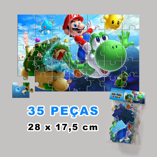 Quebra-Cabeça Super Mario Bros Personalizado (35 peças - Tamanho 28x17,5cm)