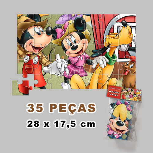 Quebra-Cabeça Mickey e Minnie Personalizado (35 peças - Tamanho 28x17,5cm)