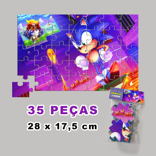 Quebra-Cabeça Sonic Personalizado (35 peças - Tamanho 28x17,5cm)