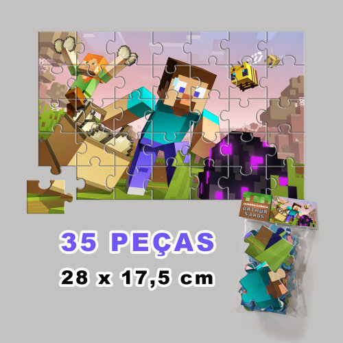 Quebra-Cabeça Minecraft Personalizado (35 peças - Tamanho 28x17,5cm)