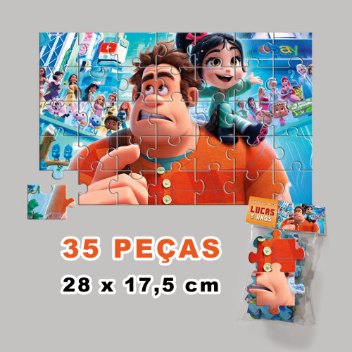 Quebra-Cabeça Detona Ralph Personalizado (35 peças - Tamanho 28x17,5cm)