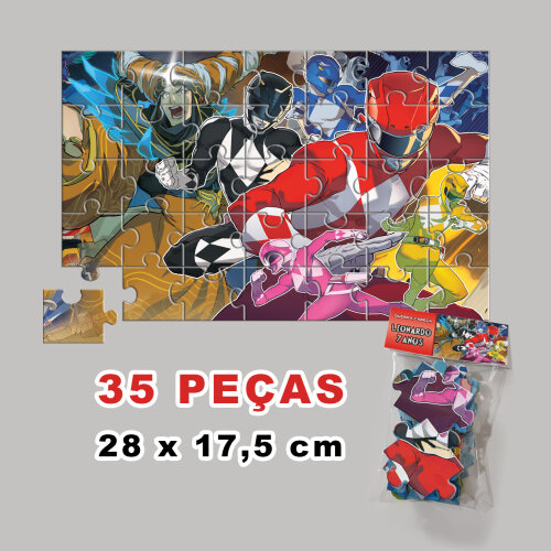 Quebra-Cabeça Power Rangers Mighty Morphin Personalizado (35 peças - Tamanho 28x17,5cm)