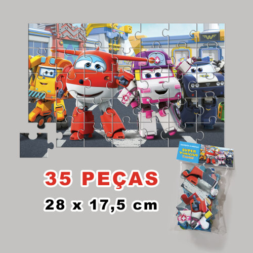 Quebra-Cabeça Super Wings Personalizado (35 peças - Tamanho 28x17,5cm)