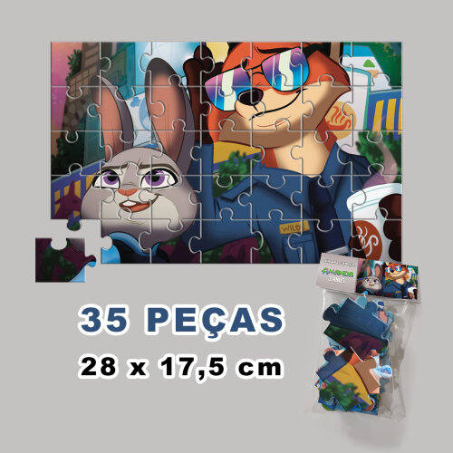 Quebra-Cabeça Zootopia Personalizado (35 peças - Tamanho 28x17,5cm)