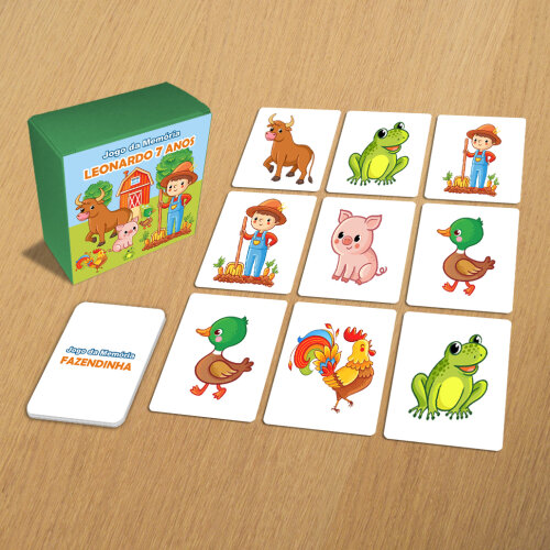 Jogo da Memória Fazendinha na Caixinha (12 Peças / 6 Pares)