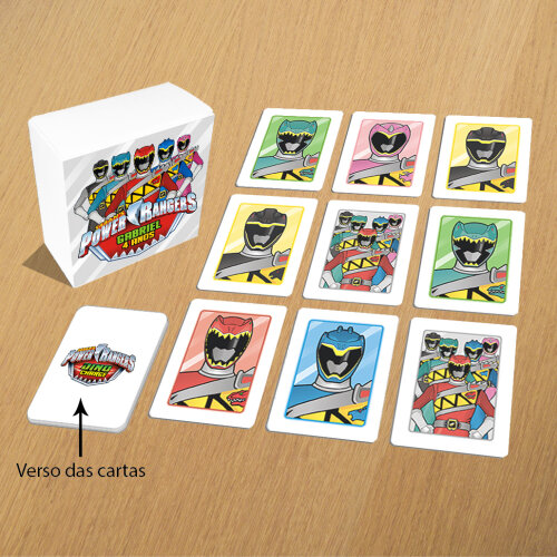Jogo da Memória Power Rangers Dino Charge na Caixinha (12 Peças / 6 Pares)