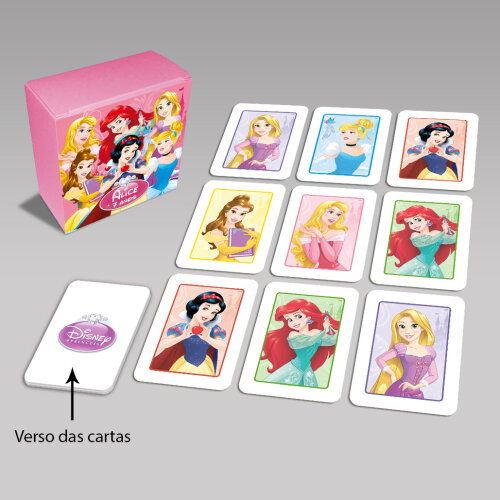 Jogo da Memória Princesas Disney na Caixinha (12 Peças / 6 Pares)