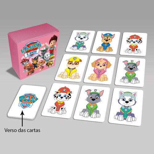 Jogo da Memória Patrulha Canina Versão Menina na Caixinha (12 Peças / 6 Pares)