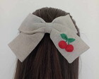 Laço Bordado Cerejinha 3D - Acessório de Cabelo