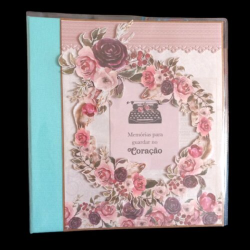 SCRAPBOOK FICHÁRIO AMORES E FLORES COM LUVA PLÁSTICA (CAPA)