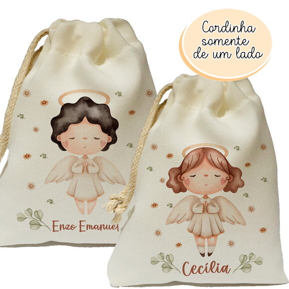 Saquinho Lembrancinha Batizado Anjinho 15x20