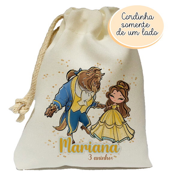 Saquinho Lembrancinha Bela e a Fera 15x20
