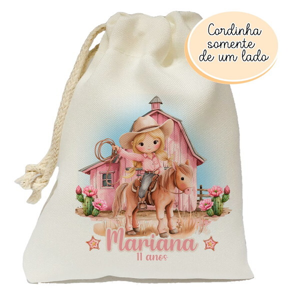 Saquinho Lembrancinha Boiadeira Cowgirl 15x20
