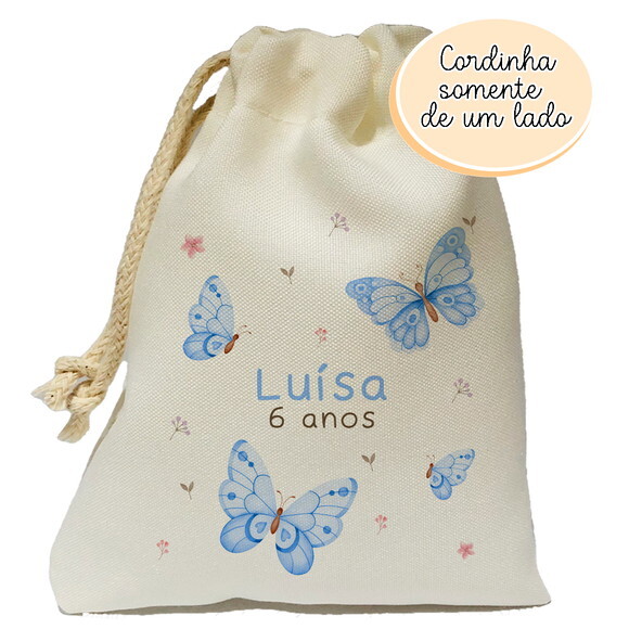 Saquinho Lembrancinha Borboleta Azul 15x20