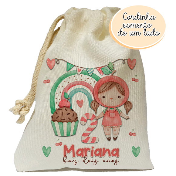 Saquinho Lembrancinha Cereja Bonequinha 15x20