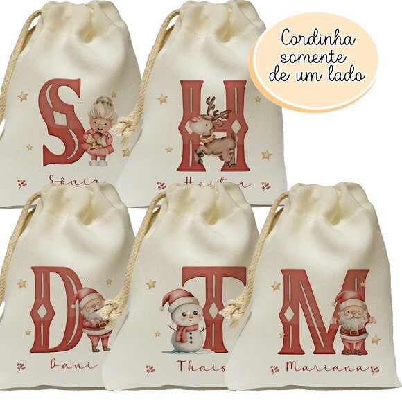 Saquinho Lembrancinha Natal com Nome 15x20