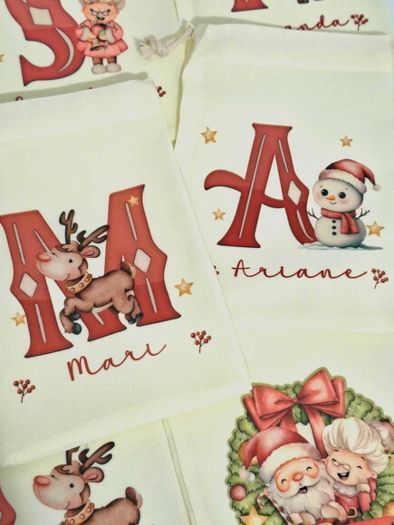 Saquinho Lembrancinha Natal com Nome 15x20