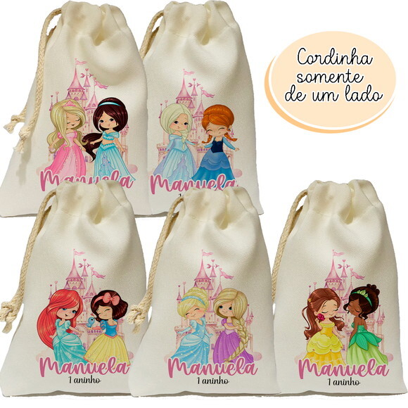 Saquinho Lembrancinha Princesas e Príncipes 15x20