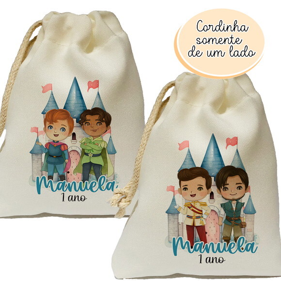 Saquinho Lembrancinha Princesas e Príncipes 15x20