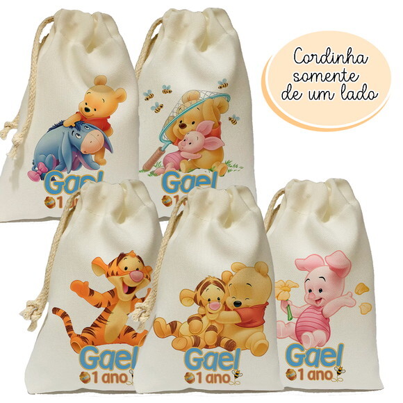 Saquinho Lembrancinha Ursinho Pooh 15x20