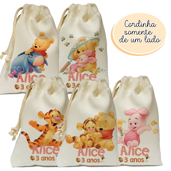 Saquinho Lembrancinha Ursinho Pooh 15x20