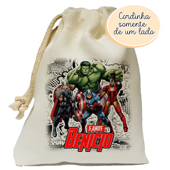 Saquinho Lembrancinha Vingadores Avengers 15x20