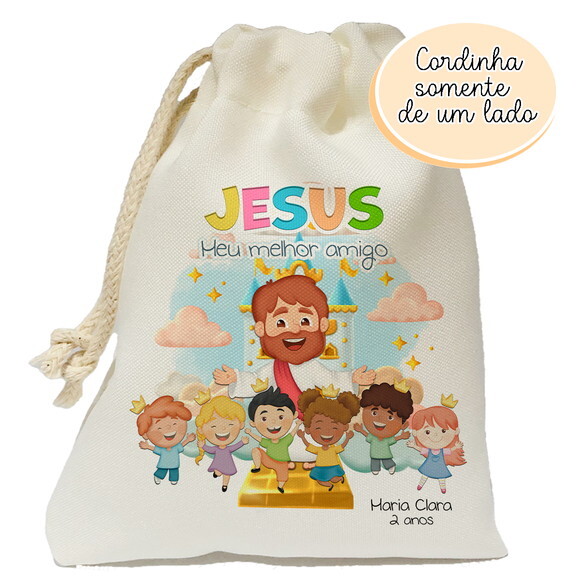 Saquinho para Lembrancinha Jesus Melhor Amigo 20x25