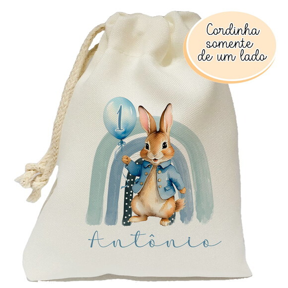 Saquinho para Lembrancinha Peter Rabbit Pedro o Coelho 20x25