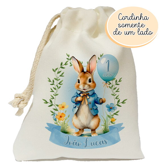 Saquinho para Lembrancinha Peter Rabbit Pedro o Coelho15x20